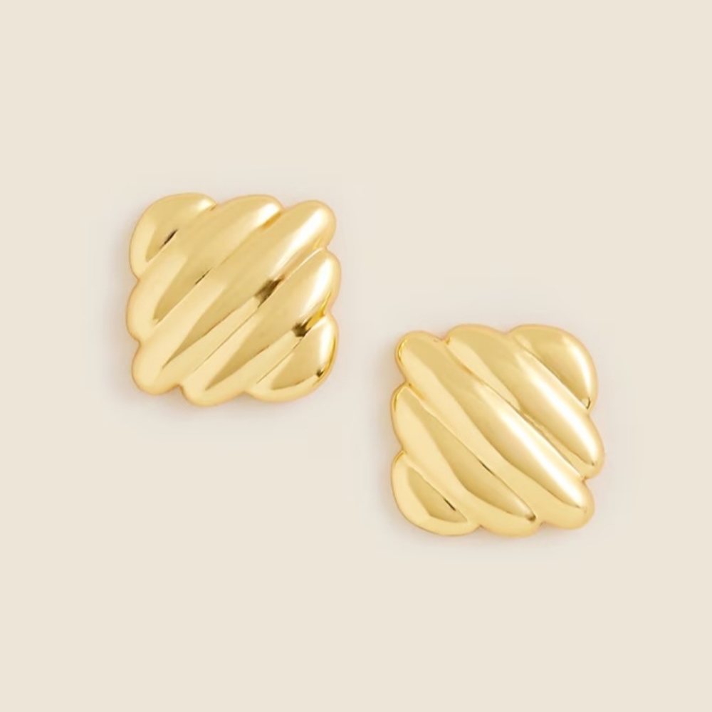 J.Crew Square Ridged Statement Stud Earrings, Gold